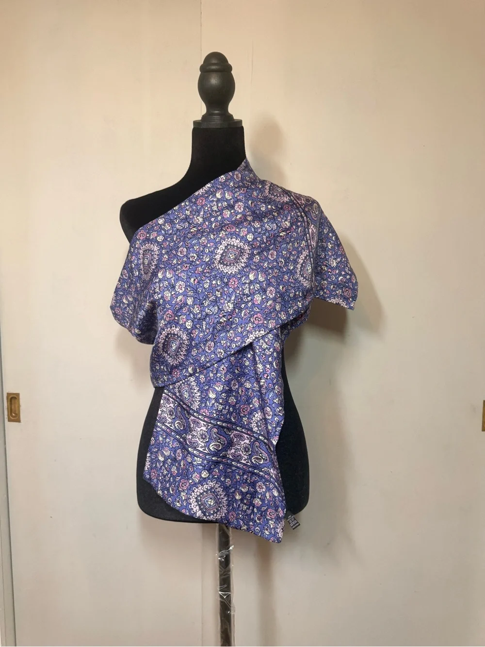 Light blue long Silk scarf